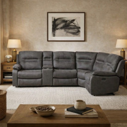 Jackson Grey Lay-Z-Boy Style Fabric Power Recliner Corner Sofa - thumbnail 1