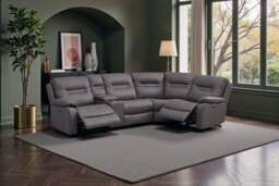 Jackson Grey Lay-Z-Boy Style Fabric Power Recliner Corner Sofa - thumbnail 3