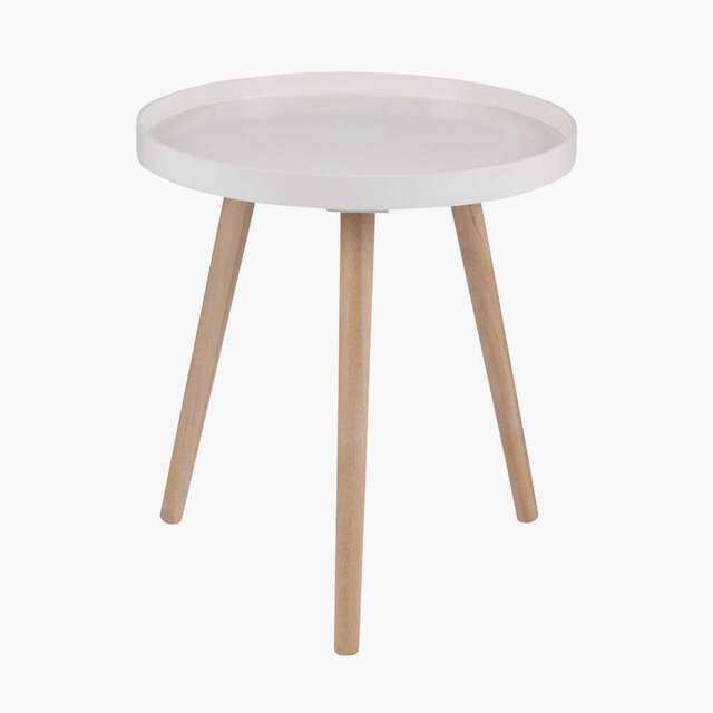 Halston Blush Wood Veneer and Natural Pine Wood Side Table - image 1