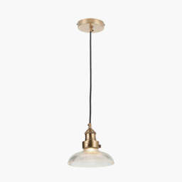 Bowery Ribbed Glass with Antique Brass Fitting Elec Pendant - thumbnail 1