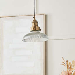 Bowery Ribbed Glass with Antique Brass Fitting Elec Pendant - thumbnail 2