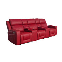 Florence Electric Massage Cinema Sofa 3 Seater Red - thumbnail 1