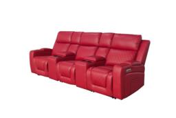 Florence Electric Massage Cinema Sofa 3 Seater Red - thumbnail 4