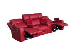 Florence Electric Massage Cinema Sofa 3 Seater Red - thumbnail 3