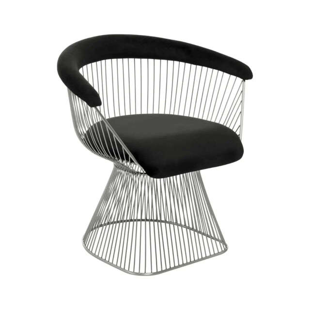 Anzio Black Velvet And Brushed Silver Chair - image 1