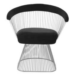Anzio Black Velvet And Brushed Silver Chair - thumbnail 4