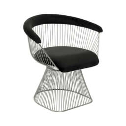 Anzio Black Velvet And Brushed Silver Chair - thumbnail 1