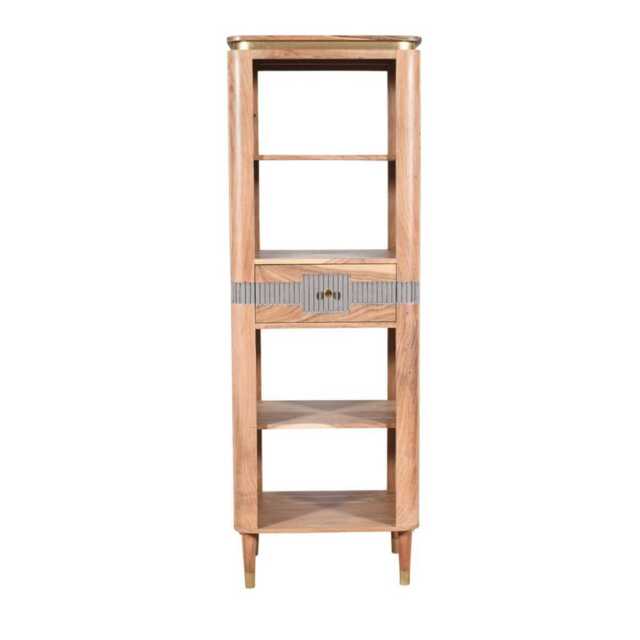 Metz Acacia Wood 1 Drawers Open Bookcase - image 1