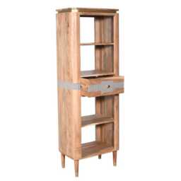 Metz Acacia Wood 1 Drawers Open Bookcase - thumbnail 2