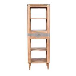 Metz Acacia Wood 1 Drawers Open Bookcase - thumbnail 1