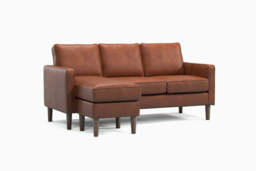 Model 46 - Reversible Chaise Sofa Faux Leather Tan - thumbnail 2