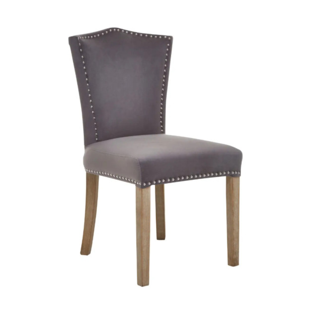 Kensington Townhouse Grey Velvet Dining Chair with Antique Legs - image 1