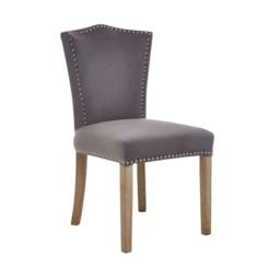 Kensington Townhouse Grey Velvet Dining Chair with Antique Legs - thumbnail 1
