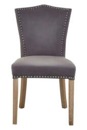 Kensington Townhouse Grey Velvet Dining Chair with Antique Legs - thumbnail 2