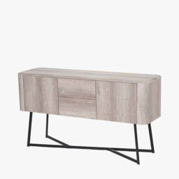 Ukiah Grey Oak Veneer and Black Metal 2 Door 2 Drawer Sideboard - thumbnail 1
