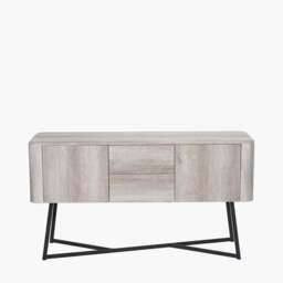Ukiah Grey Oak Veneer and Black Metal 2 Door 2 Drawer Sideboard - thumbnail 2