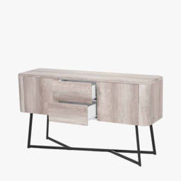 Ukiah Grey Oak Veneer and Black Metal 2 Door 2 Drawer Sideboard - thumbnail 4