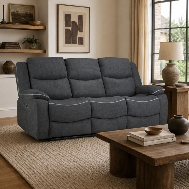 Harald Electric Recliner Sofa Grey 3 Seater - image 1