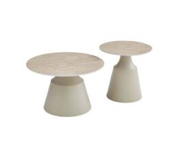 Luna Coffee & End Tables Matt Taupe & Travertine Set of 2 - thumbnail 1