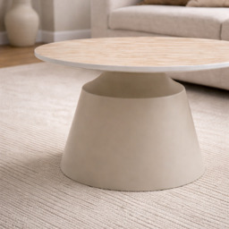 Luna Coffee & End Tables Matt Taupe & Travertine Set of 2 - thumbnail 5