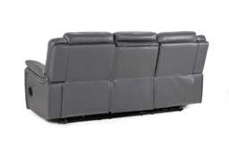 Galaxy Tech Power Reclining 3 Seater Sofa Grey Leather - thumbnail 3