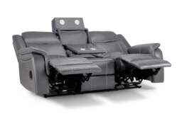 Galaxy Tech Power Reclining 3 Seater Sofa Grey Leather - thumbnail 4