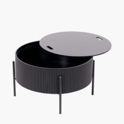 Henderson Black Wood and Black Metal Storage Coffee Table - thumbnail 2