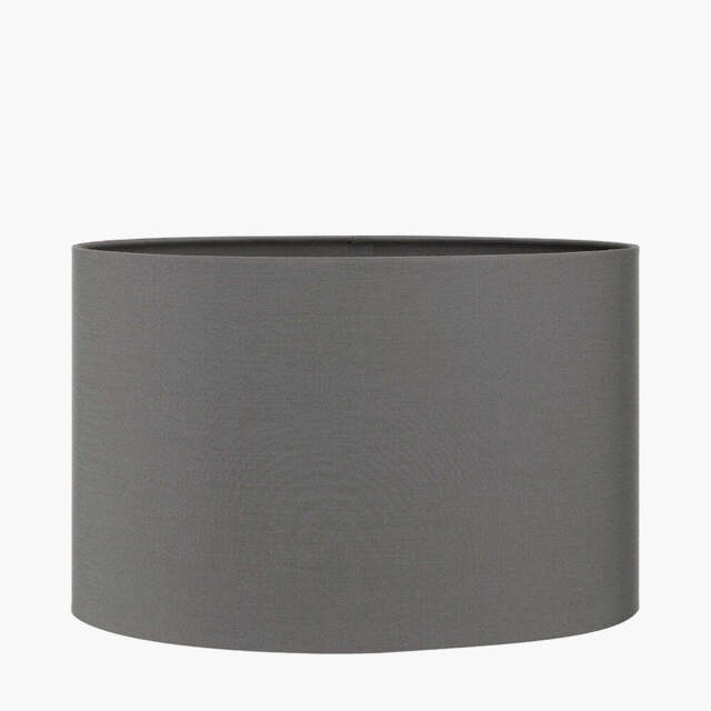 Mia 40cm Steel Grey Oval Cotton Mix Lampshade - image 1