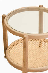 Cebu Natural Cane and Grey Wash Elm Wood Side Table - thumbnail 5