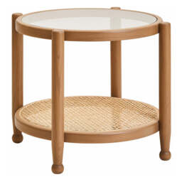 Cebu Natural Cane and Grey Wash Elm Wood Side Table - thumbnail 1