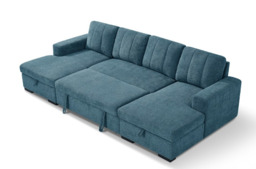 Como U Shape Sofabed With Ottoman Storage Blue Morgan - Malvern - Somerford - Calix - Euphoria - Plush Style - thumbnail 3