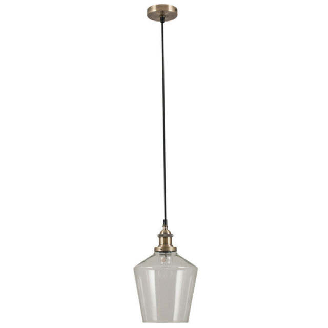 Emmanuelle Antique Brass Metal and Clear Glass Pendant - image 1