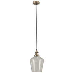 Emmanuelle Antique Brass Metal and Clear Glass Pendant - thumbnail 1