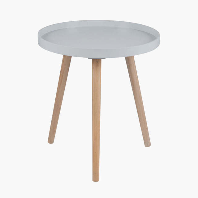 Halston Light Grey Wood Veneer and Natural Pine Wood Side Table - image 1