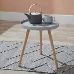 Halston Light Grey Wood Veneer and Natural Pine Wood Side Table - thumbnail 2