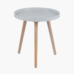 Halston Light Grey Wood Veneer and Natural Pine Wood Side Table - thumbnail 1