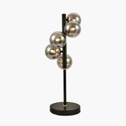 Blair Smoke Glass Ball and Black Metal Table Lamp - thumbnail 2
