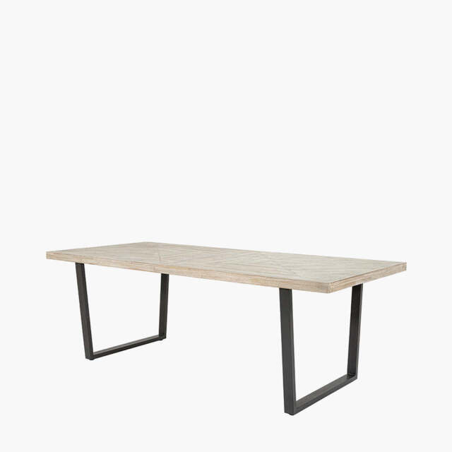 Marca Sand Wash Acacia Wood and Black Metal 8 Seater Dining Table - image 1