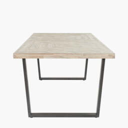 Marca Sand Wash Acacia Wood and Black Metal 8 Seater Dining Table - thumbnail 3