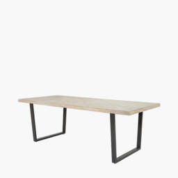 Marca Sand Wash Acacia Wood and Black Metal 8 Seater Dining Table - thumbnail 1