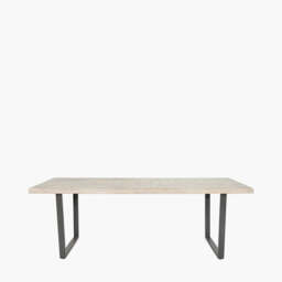 Marca Sand Wash Acacia Wood and Black Metal 8 Seater Dining Table - thumbnail 2