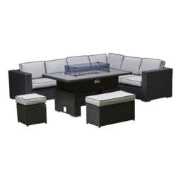 Monaco Rattan Corner Sofa Firepit Adjustable Table And Two Stools - thumbnail 1