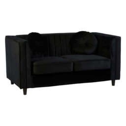 Farah Two Seat Black Velvet Sofa - thumbnail 2