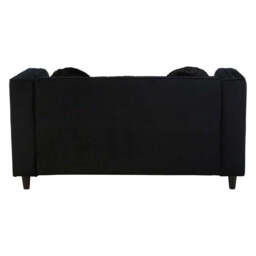 Farah Two Seat Black Velvet Sofa - thumbnail 5