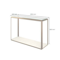 Orla Console Glass Top And Faux Shagreen Table Ivory - thumbnail 3