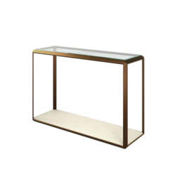 Orla Console Glass Top And Faux Shagreen Table Ivory - thumbnail 1