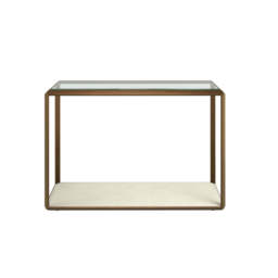 Orla Console Glass Top And Faux Shagreen Table Ivory - thumbnail 2