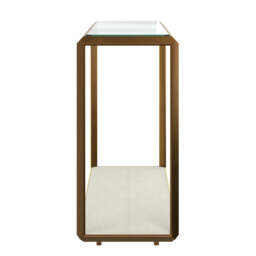 Orla Console Glass Top And Faux Shagreen Table Ivory - thumbnail 4