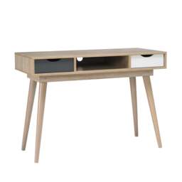 Scandi Desk Oak With Grey And White Drawers