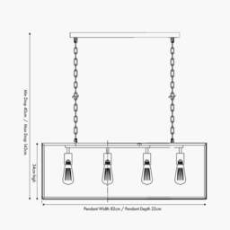 Llewellyn Matt Black Metal and Glass 4 Bulb Pendant - thumbnail 4